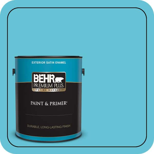 BEHR PREMIUM PLUS 1 gal. #P480-4 Rushing Stream Satin Enamel Exterior Paint & Primer
