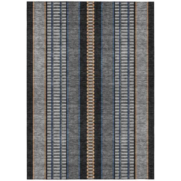 Chantille Machine Washable Indoor/Outdoor Abstract ACN2681 Black 5 ft. x 7 ft. 6 in. Area Rug