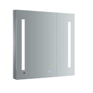 Tiempo 30 in. W x 30 in. H Recessed or Surface Mount Medicine Cabinet with LED Lighting and Mirror Defogger