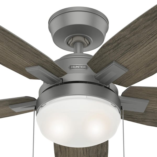 Hunter Antero 52 In Express Indoor Matte Silver Ceiling Fan With Light Kit Included 52128 The