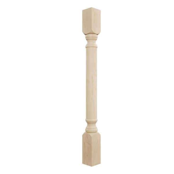 Ekena Millwork 3-3/4 in. x 3-3/4 in. x 35-1/2 in. Unfinished Alder Traditional Cabinet Column