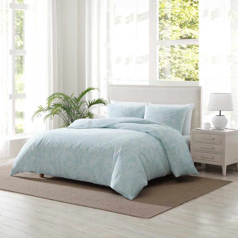 King Blue Cotton Reversible Comforter Set with Shams
