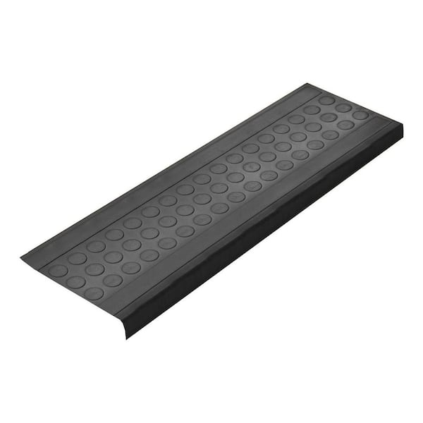 Easy clean, Waterproof, Low Profile Non-Slip Indoor/Outdoor Rubber Stair Treads, 10 in. x 30 in. (Set of 5), Black Coin