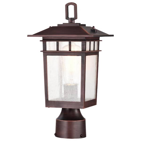 SATCO Cove Neck 1-Light Rustic Bronze Aluminum Hardwired Outdoor Weather Resistant Post Light Set with No Bulbs Included