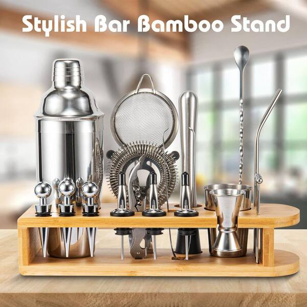 Wudkey 26-Piece Silver Stainless Steel Bar Tool Set, Cocktail