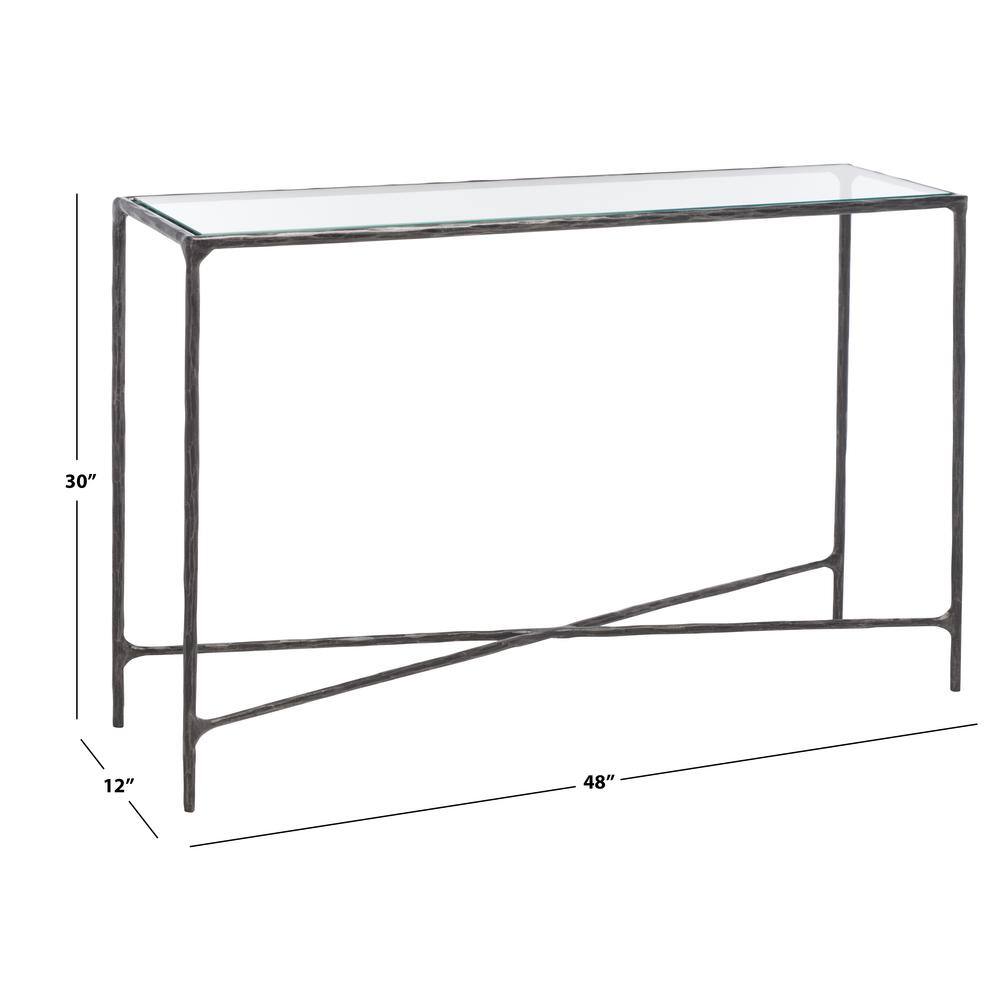 Jessa Aristocratic Black Metal and Glass 48'' Console Table