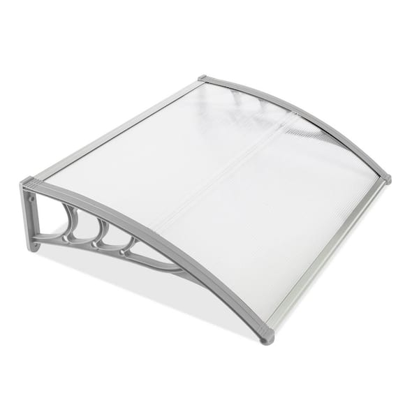 39 in. Gray Bracket Door and Window Fixed Awning in Clear