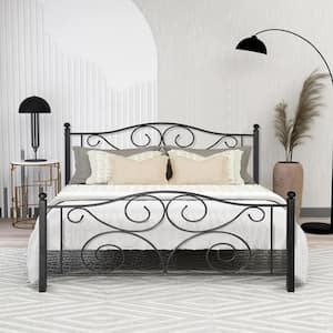 Full Size Bed Frame Support with Headboard and Footboard, No Box Spring Need Metal Platform Bed, Black, 54"W