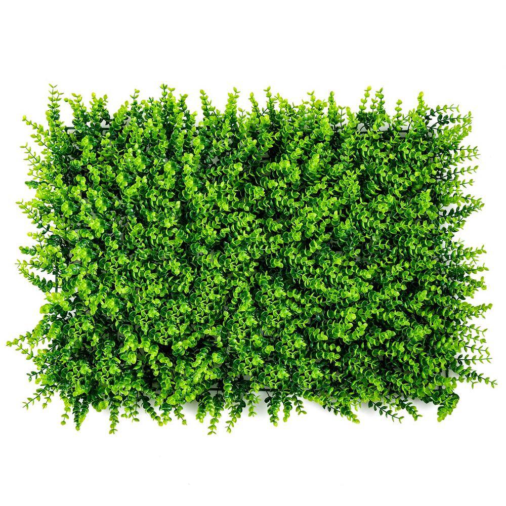 12-Piece 24 in. L x 16 in. W x 3 in. H PE Garden Fence Artificial Eucalyptus Hedge Plant Privacy Fence Panels
