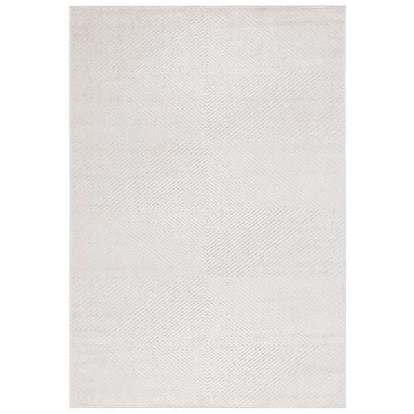 Stella Ivory 5 ft. x 8 ft. Solid Chevrons Indoor/Outdoor Area Rug