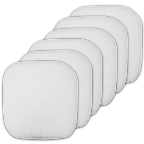 Sweet Home Collection White, Honeycomb Memory Foam Square 16 in. x 16 in. Non-Slip Back Chair Cushion (6-Pack)