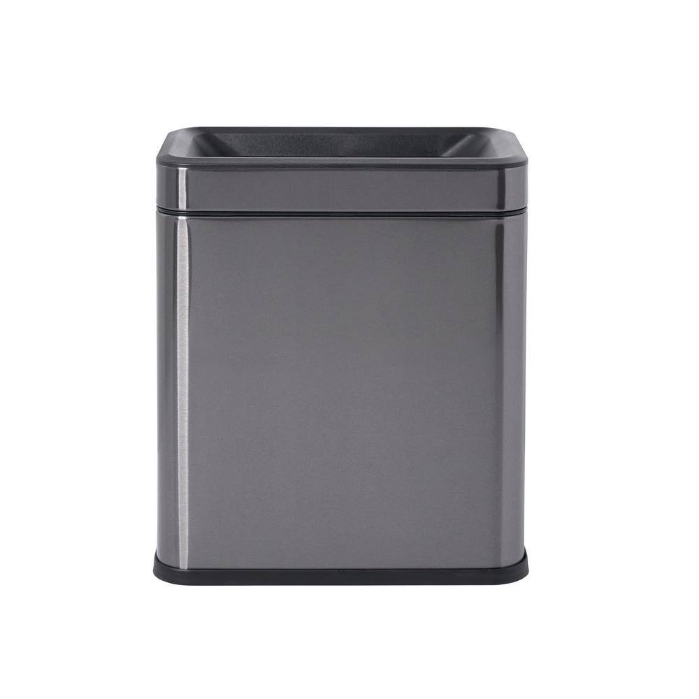 Charcoal Stainless Steel 2.6-Gallon Open Top Wastebasket