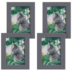 Modern 3.5 in. x 5 in. Grey Picture Frame (Set of 4)