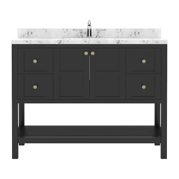 Virtu USA Winterfell 48 in. W x 22 in. D x 37 in. H Single Sink Bath Vanity in Espresso with Quartz Top