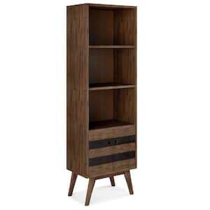 Clarkson 70 in. in. Tall Rustic Natural Aged Brown Solid Acacia Wood 3-Shelf Bookcase with Storage