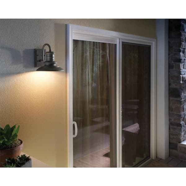 Redding Station Medium 1-Light Restoration Bronze Outdoor Wall Lantern Sconce with Turtle Friendly Amber PAR20 LED Bulb
