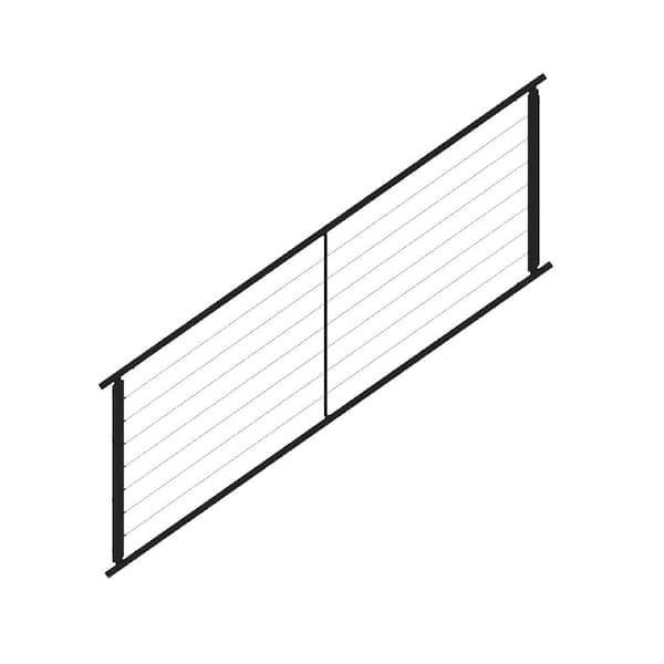 FORTRESS Fe26 Horizontal Cable Rail 34 in. x 8 ft. Black Sand Steel Railing Stair Panel