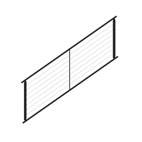 Fe26 Horizontal Cable Rail 34 in. x 8 ft. Black Sand Steel Railing Stair Panel