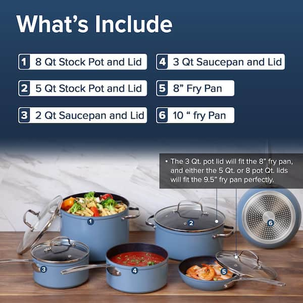 NuWave Duralon Blue 10 Piece Nonstick Cookware Set