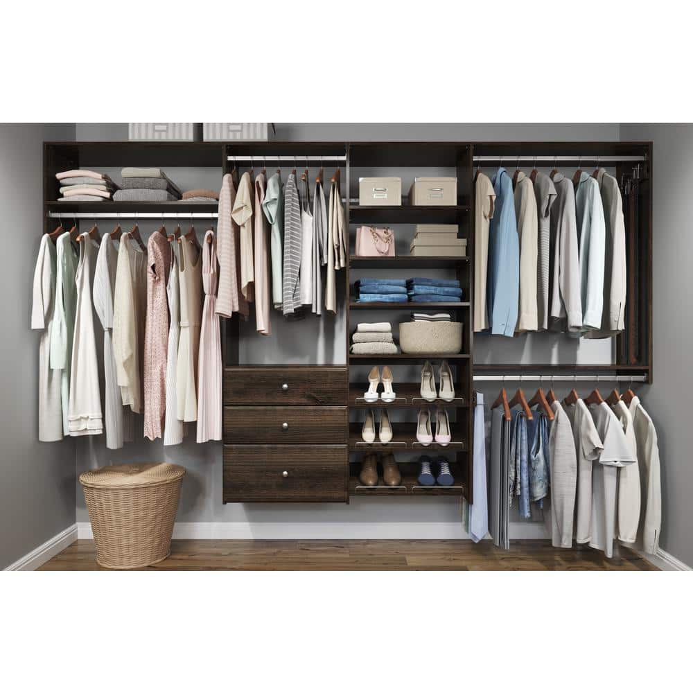 Truffle Dual Tower Closet Organizer with Drawers and Shelves