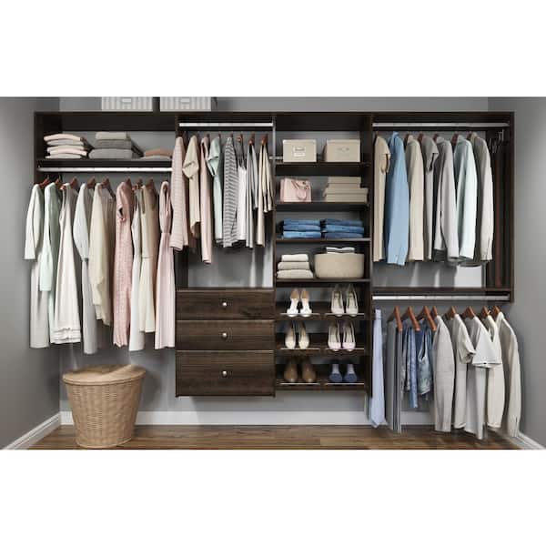 Dual Tower 96 in. W - 120 in. W Espresso Wood Closet System