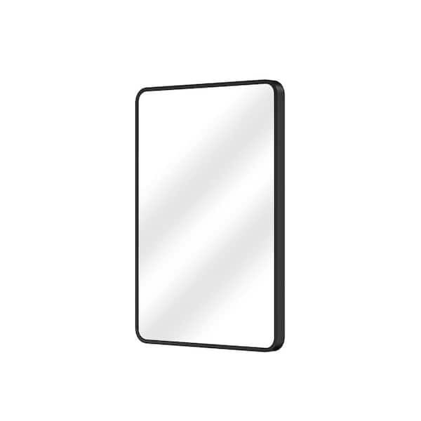 Aosspy Modern 20 in. W x 28 in. H Rectangular Aluminum Framed Vertical/Horizontal Wall Bathroom Vanity Mirror in Black