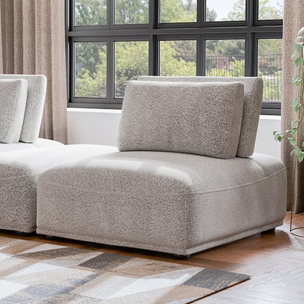 Furniture of America Fairwind 37 in. Armless Boucle Fabric Rectangle Modular Extendable Back Sofa in Light Gray