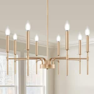 8-Light Modern Farmhouse Gold Chandelier for Dining Room Over Table,Hanging Ceiling Candle Chandeliers