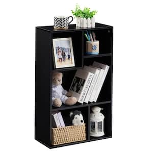Bookshelf, Bookcase with 5 Open Adjustable Storage Cubes, Floor Standing Unit, Side Table Bookcase, Black