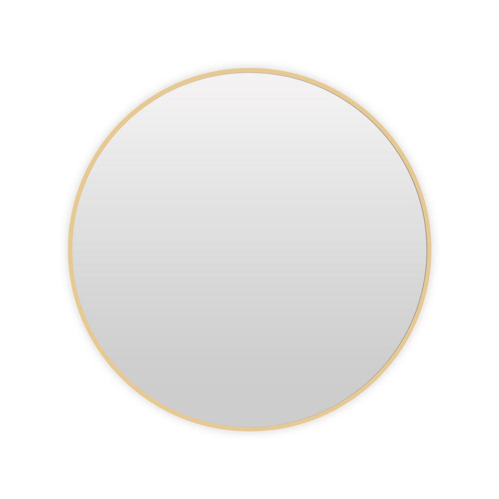 28 in. W x 28 in. H Round Gold Framed Wall Bathroom Vanity Mirror LQQ