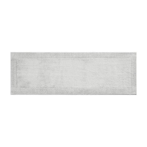 MADISON PARK Signature Splendor Grey 24 in. x 72 in. 100% Cotton Tufted 3000 GSM Reversible Bath Mat Rug