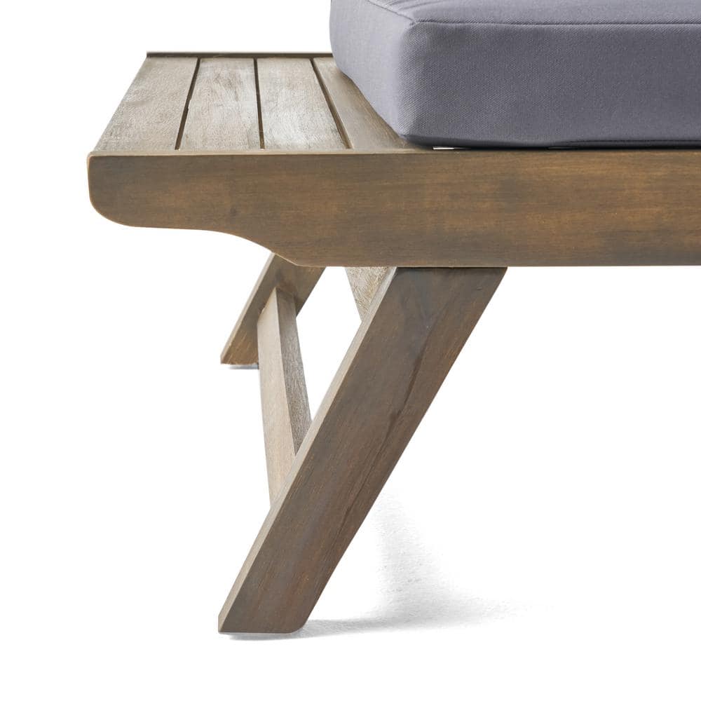 Sudbury Gray Acacia Wood Outdoor Club Chairs with Dark Gray Cushions