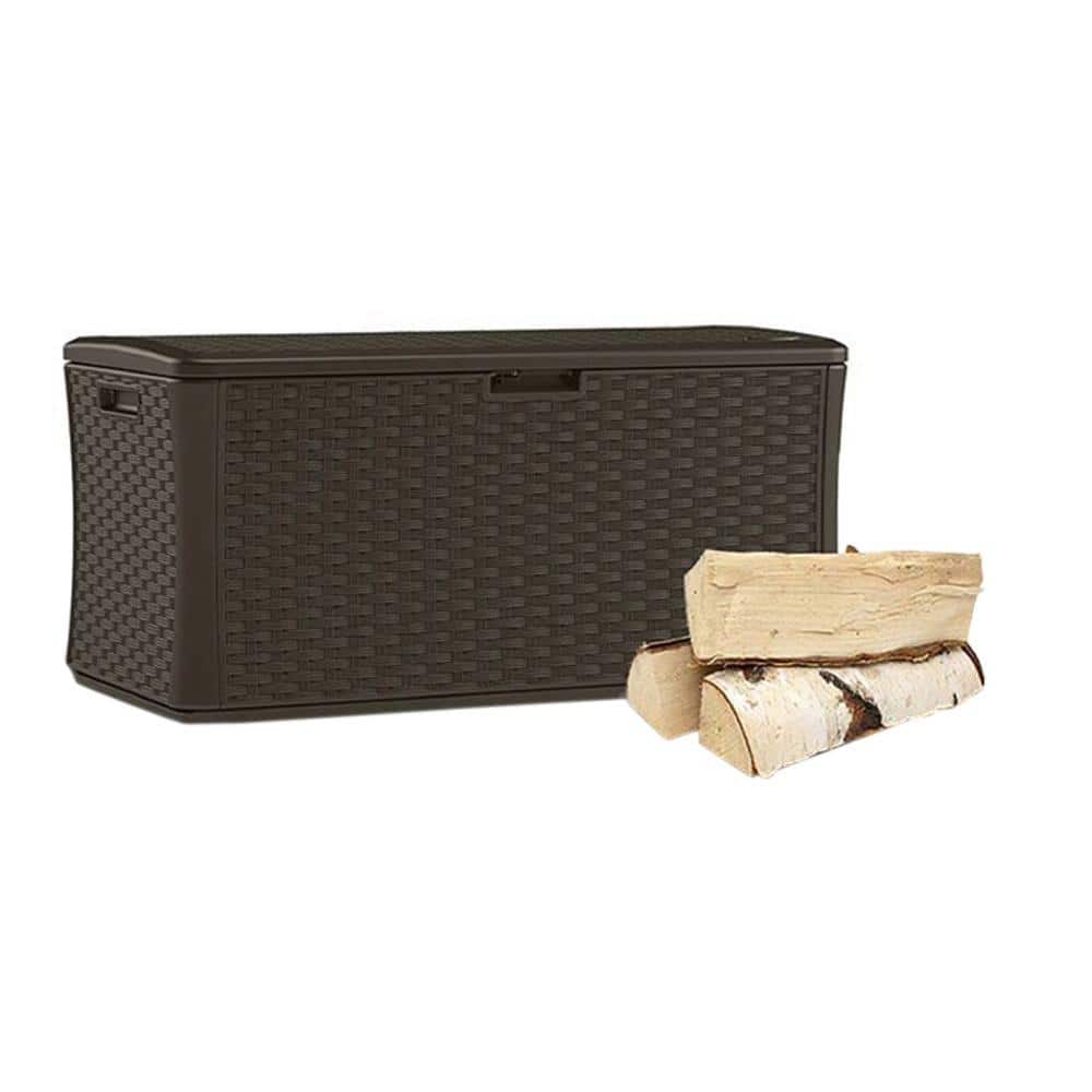 Suncast Extra Large Brown Wicker 134-Gallon Lockable Deck Box