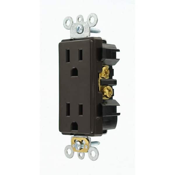 Decora Plus 15 Amp 125 V Heavy Duty Duplex Outlet/Receptacle, Brown (1-Pack) 16252