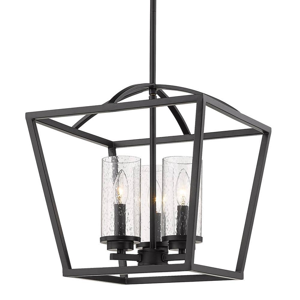 Matte Black Glass 3-Light Indoor/Outdoor Pendant