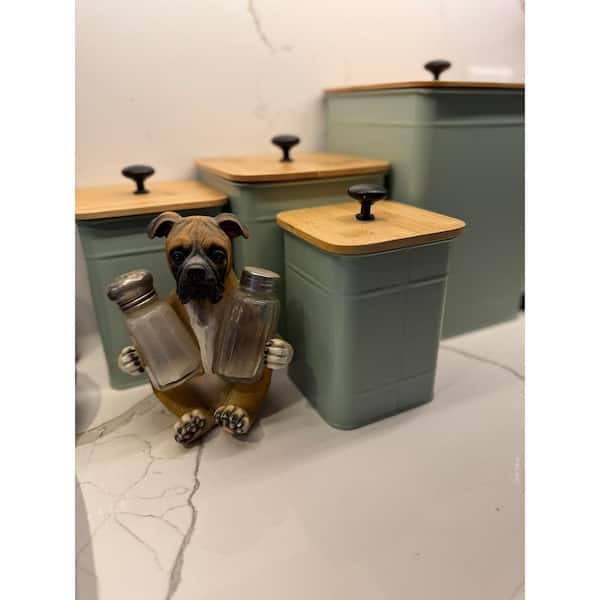 4-Piece Iron Kitchen Canisters with Customizable Chalkboard Labels and Marker Pen, Flour and Sugar Containers