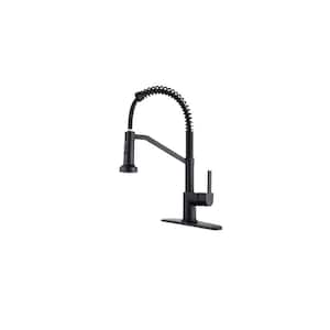Single Handle One Hole Pull Down Sprayer Kitchen Faucet in Matte Black