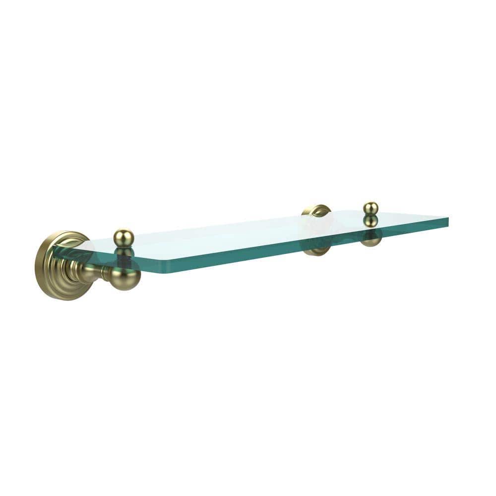 Satin Brass 16" Wall-Mounted Vanity Glass Shelf