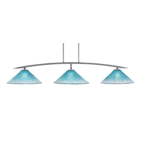 Unbranded Siena 3-Light Graphite Billiard-Light with Teal Crystal Glass