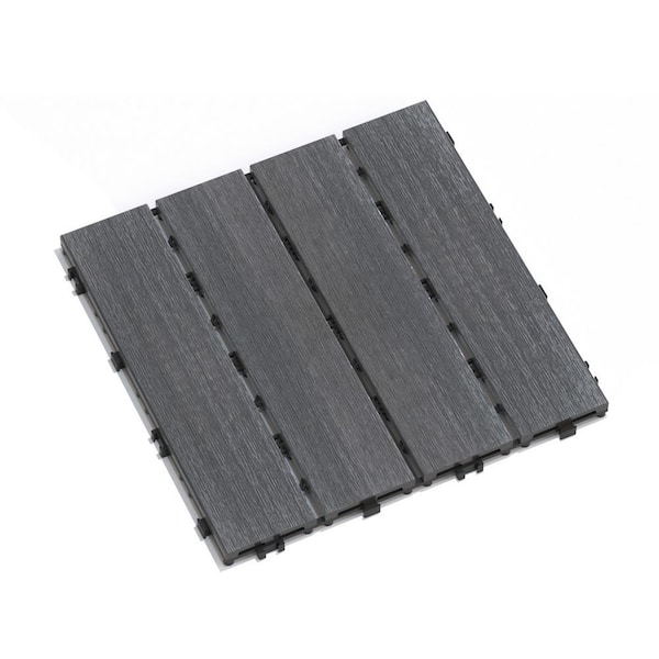 Tidoin Outdoor 1 ft. x 1 ft. Composite Deck Tile in Oak(22 Per Box)