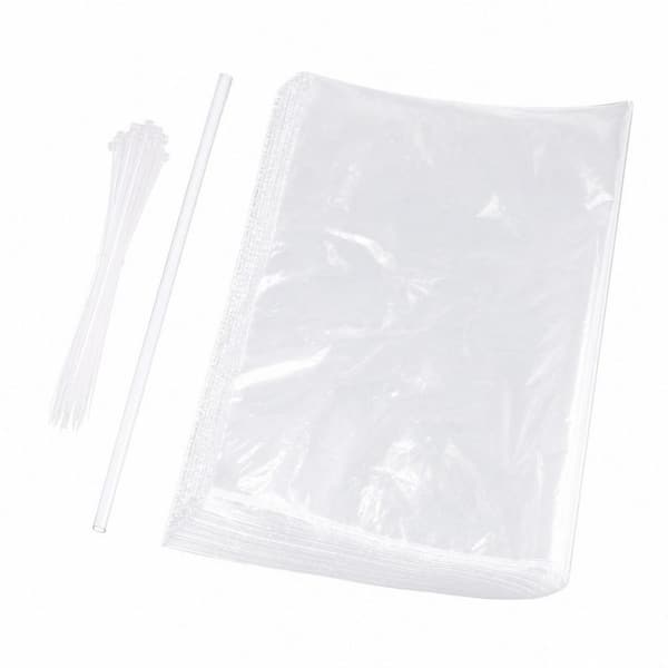 Heavy Duty Poultry Shrink Bags, 50 Pack with Zip Ties and Silicone Straw, Clear Freezer Meat and Poultry Bag for Chicken