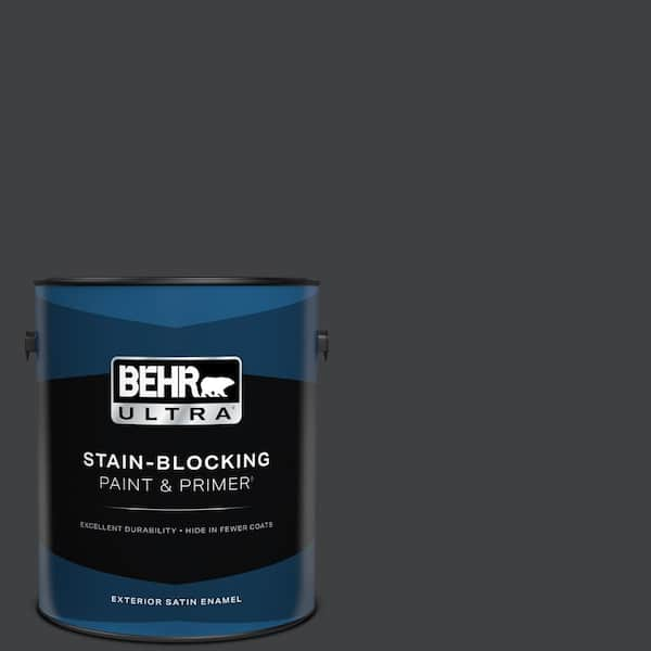 BEHR ULTRA 1 gal. Home Decorators Collection #HDC-MD-04 Totally Black Satin Enamel Exterior Paint & Primer