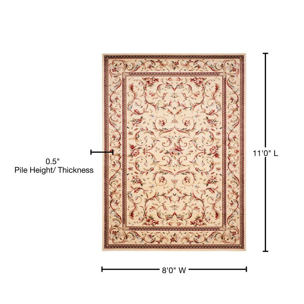 Ivory Floral Tufted Rectangular Area Rug 8' x 11'