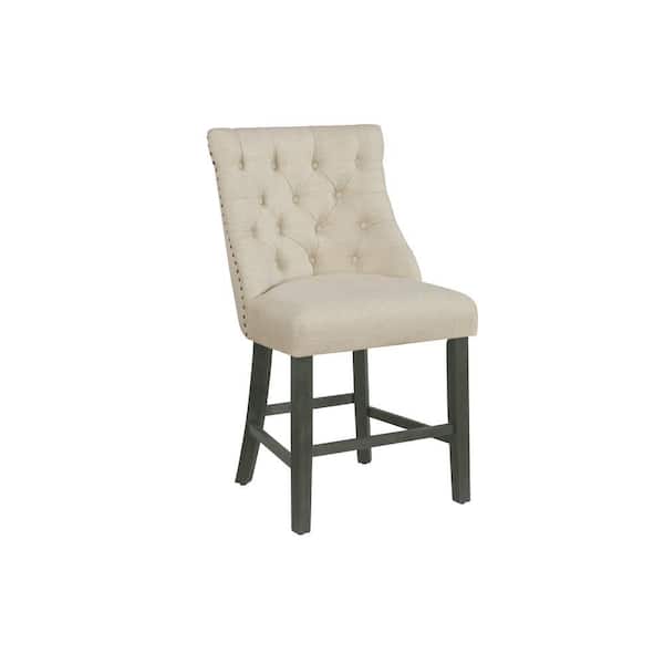 Elizabeth Beige Linen Fabric Counter Height Dining Chairs (Set of 2)