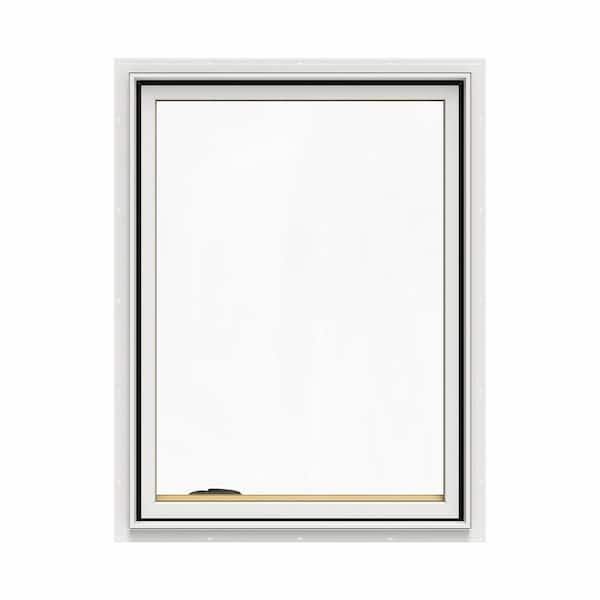 JELD-WEN 30.75 in. x 40.75 in. W-2500 Series White Painted Clad Wood Left-Handed Casement Window with BetterVue Mesh Screen