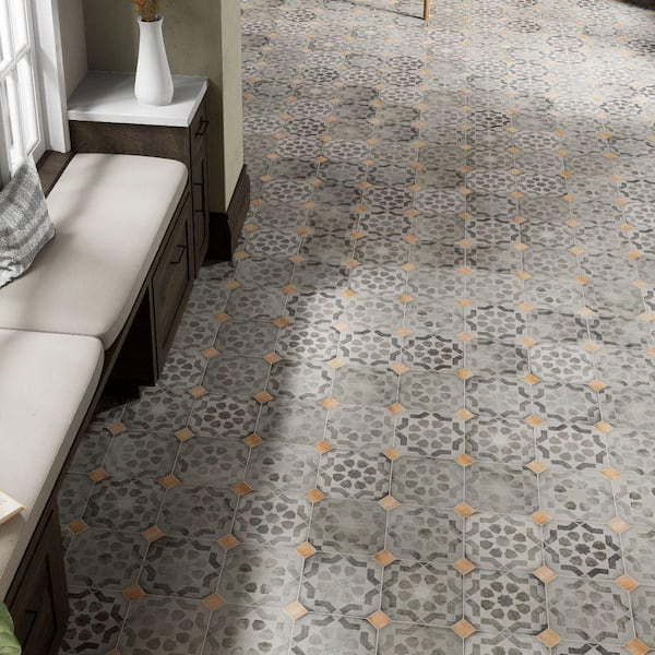 Laverton Octagon Deco Sombra with Taco Natural 8 in. x 8 in. Porcelain Floor and Wall Tile (22.5 sq. ft. /Case)