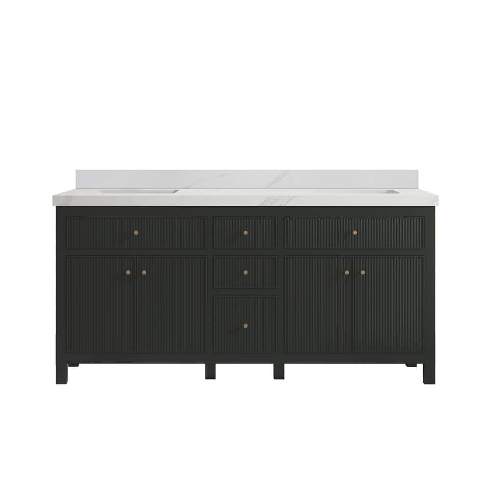 Sonoma 72 in. Double Sink Freestanding Black Top Bath Vanity with Calacatta Sienna Quartz Top Unassembled price history on PriceWatchPro
