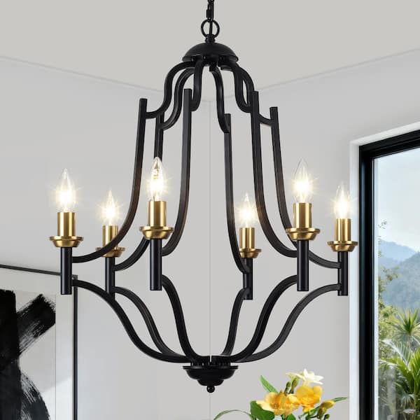 サイン付 Novelbright【Chandelier】 ZSMIHDOH 6-Light Black and Gold Geometric Modern Candelabra