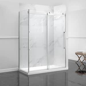 Montebello 60 in. L x 32 in. W x 78.74 in. H Alcove Shower Kit with Frameless Sliding Shower Door and Shower Pan