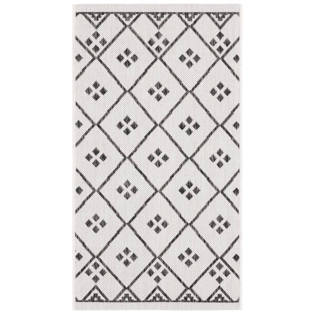 Courtyard Ivory/Black 2 ft. x 4 ft. Diamond Lattice Indoor/Outdoor Area Rug price history on PriceWatchPro